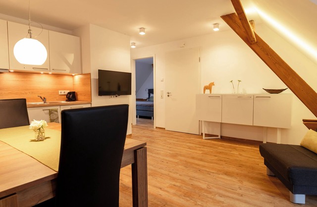 Modern holiday apartments with a view of our horse pastures