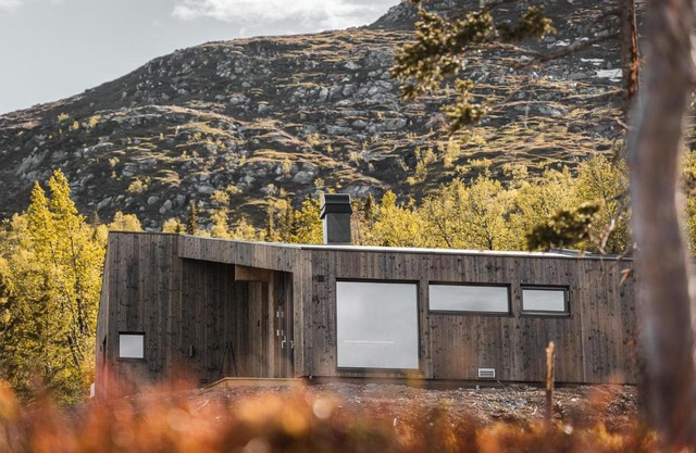 Moderne hytte, tett på naturen