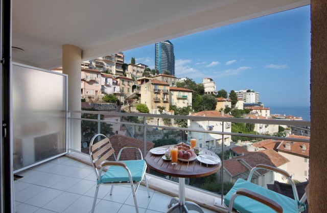 Monaco, sea view, bright studio with balcony