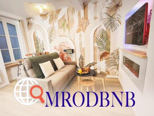 MRODBNB - Appart Neuf - Aperçu Mer - 25m Plage & Resto - Ciné - cheminée - Popcorn