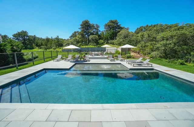 Nantucket family retreat with pool, basketball court, and bungalow