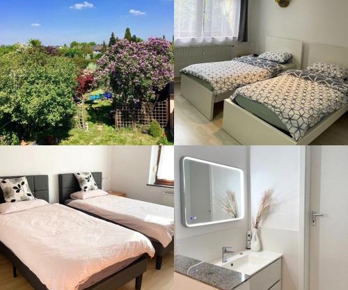 Near Messe and Airport, 2-bedroom duplex Apartment with Kitchen and Garden