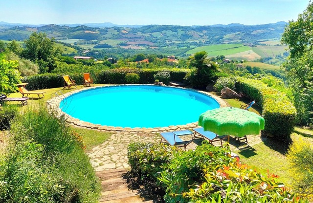 Nestled in a lovely landscape, fantastic panorama from the sea to the mountains.
