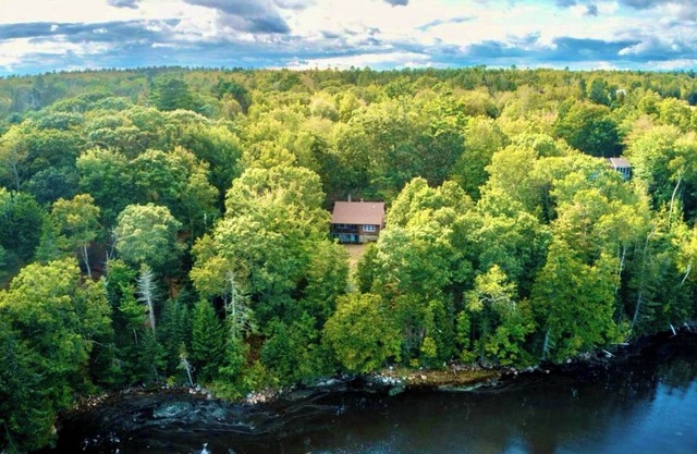 NEW! 3 Acre Log Cabin w/Bay Views, Firepit & Grill Near Acadia