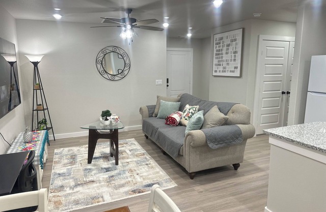 New Charming 3-bedroom home each w/TVs, 6 Beds, 2 Full Bath, Corner lot parking.