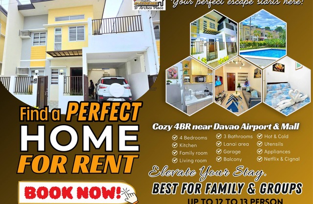 New Cozy 4BR near Davao Airport BeSTAYcation for Family/Group upto 14