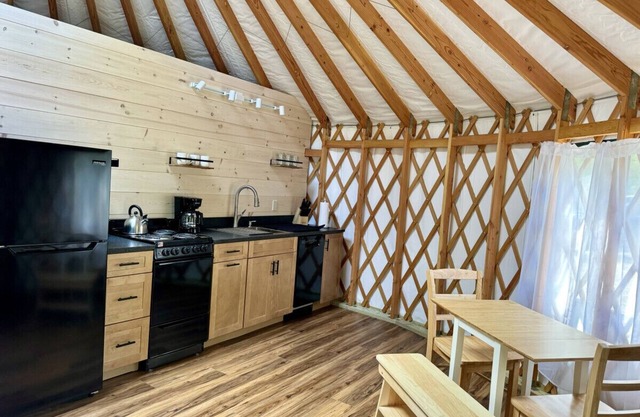 New luxurious 24’ yurt located in Bar Harbor, Maine with access to Northeast Creek