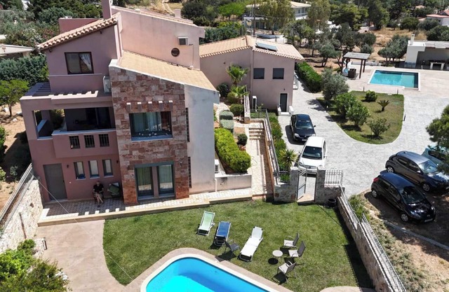 New vacation villa, greek garden ,swimming pool, bbq, great view, 2 km from sea