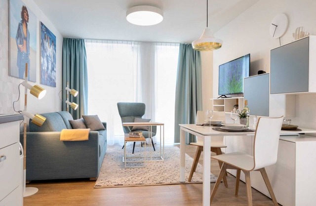 Newly built residential complex, modern furnishings.