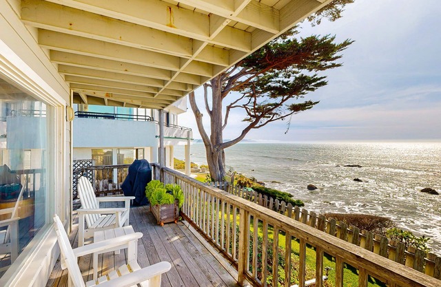 Oceanfront home with fireplace & deck - watch for dolphins & whales