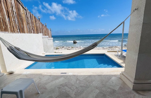 Oceanfront Villa with heated pool. Summer brings turtle and whale sharks.