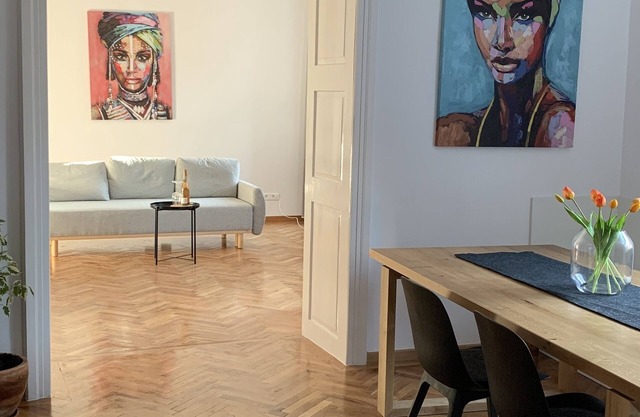 Old building apartment in the pedestrian zone