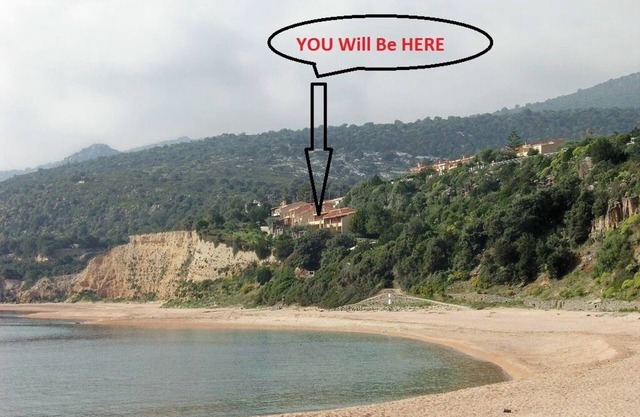 On the beach with stunning views