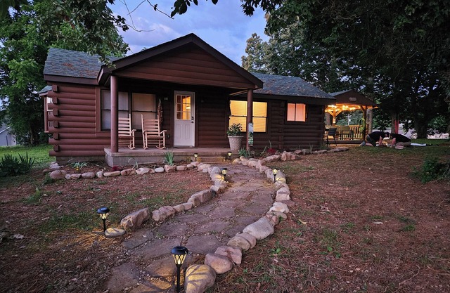 Our cozy cabin has a spacious yard. Great for families!