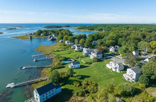 Overlooking Cape Porpoise Harbor, Sunlit Home