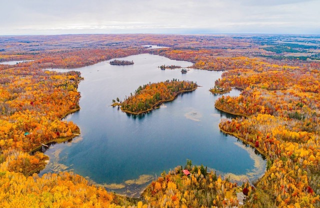 Private Island with Lakefront Cabin on three sides