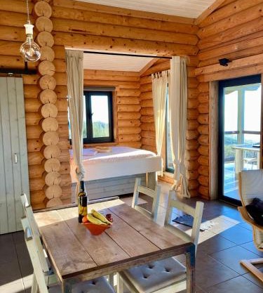 Private Mountain Log Cabin with amazing panoramic sunset views at small scale nature resort