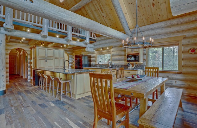 Private Riverfront Log Cabin Retreat on 1.5 Acres, Bordering the National Forest
