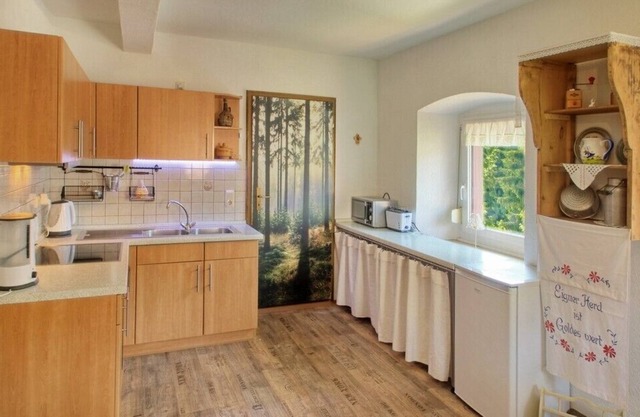 Quiet location, right on the forest, starting point for many hikes, child-friendly.
