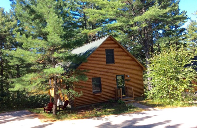 Quiet secluded log cabin; the cabin is part of a 37 acre waterfront complex.