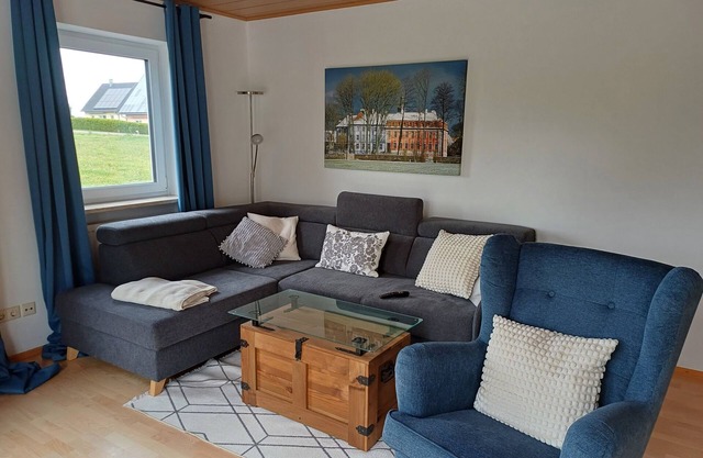 Quietly situated vacation home with a fantastic view. Bathing lake 5 min away.