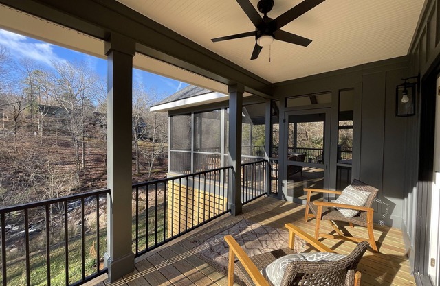 Recently renovated home in a quiet wooded setting overlooking a lovely creek.