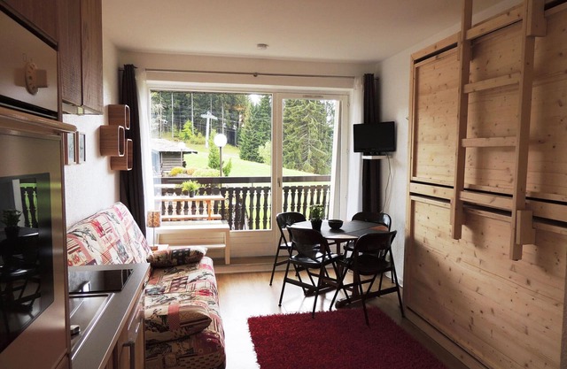 Renovated studio ski-in/ski-out, balcony, pool, parking