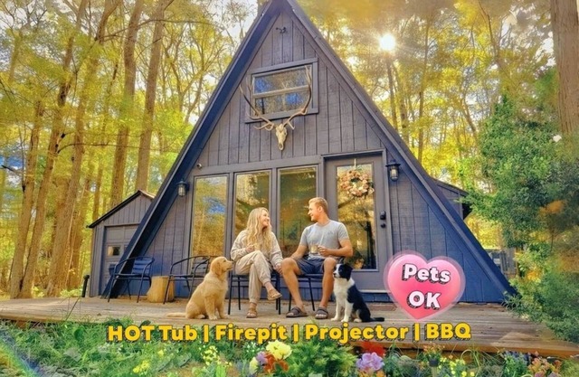 Romantic Getaway @ Antler A Frame I Pet Friendly I Hot Tub I Projector I Firepit
