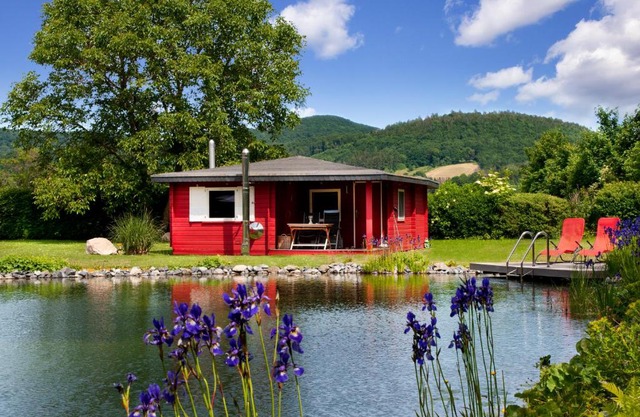 Romantic Wooden Lodge,Sauna,Schwimmteich,alleinstehend,absolut ruhig