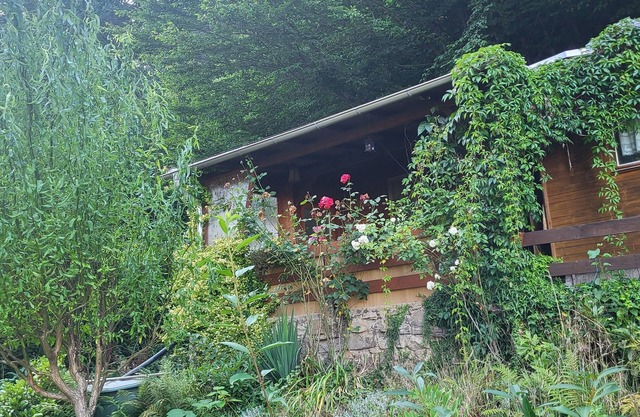 Romantische Gartenlaube mit Elbblick