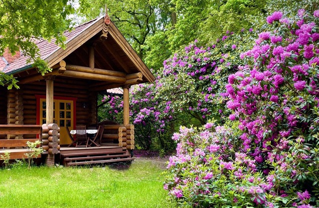 Round log block Haus am Waldsee