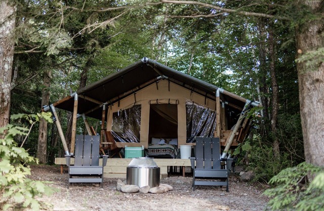 Safari Tent Site 6 | 1 Queen Bed & 1 Twin Bed | Pond View