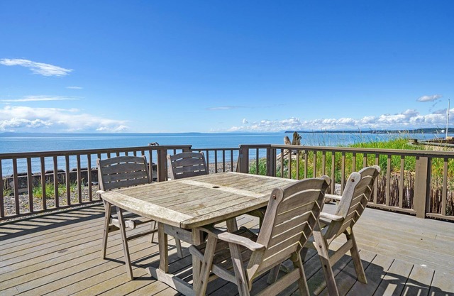 Sandy Point Sanctuary: 2BR Home w/Stunning Ocean Views, Cozy Fireplace & Deck