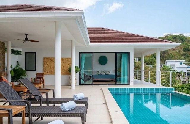 Serene 2-bedroom villa with private pool, sea views, and a cozy terrace