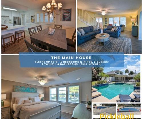 Sleeps 8 2King 1Queen 2twin Pool Pickleball Beach River