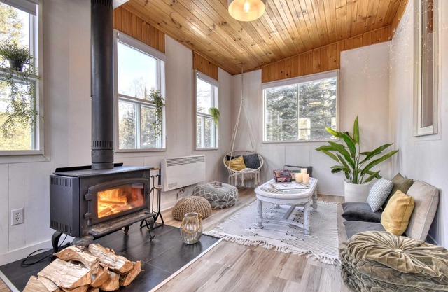 Spacious cottage in forest, with spa + lake access