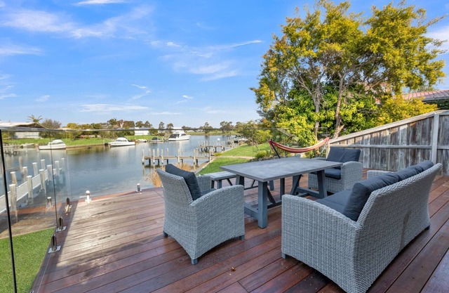 Step onto the spacious deck and drink in the mesmerizing views of the water