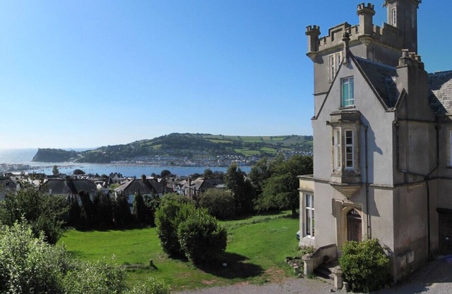 Stunning ‘castle’ with panoramic views over the sea and estuary.