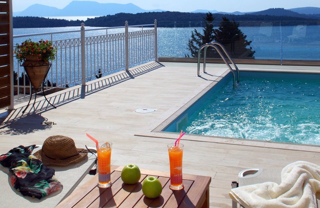 Stylish Modern villa, private pool Ionian seaview, Walking distance to the beach