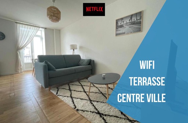 Superbe T2 Neuf Centre Ville Wifi Terrasse Netflix
