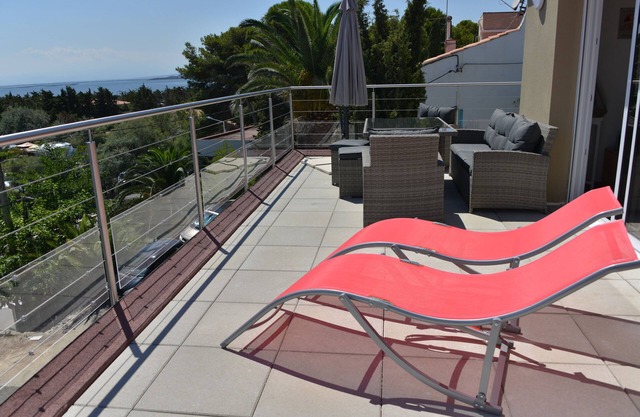 Superbe vue Mer, Étang et Canigou, 3min Plage, Tout Climatisé, Terrasse de 40 m²