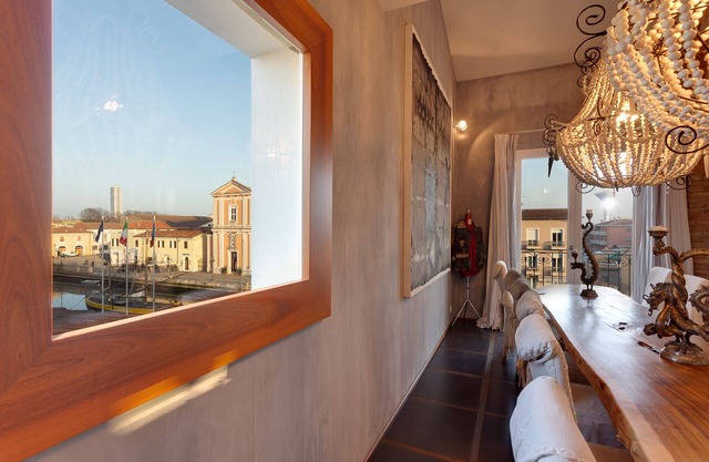 Superior room with balcony overlooking the canal port of Cesenatico