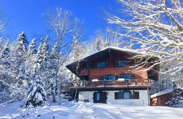 Swiss Chalet with Real Two Story Stone Fireplace