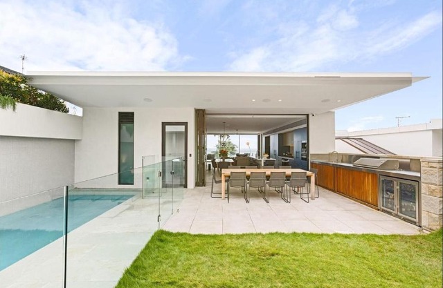 The newly constructed home with high end fixtures and fittings faces east