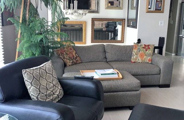 The private upper level of the home. Pool, hot tub. Great access to ski areas.