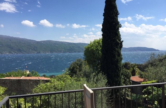 The terrace on the lake of the Oliveto residence.