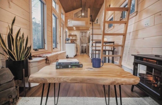 This tiny house is a 1 bedroom(s), 1 bathrooms, located in Chester, VT.