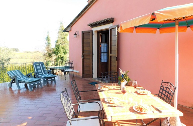 Three-room apartment with large terrace in farmhouse with pool