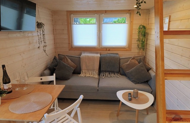 Tiny house with sauna barrel in Wendland