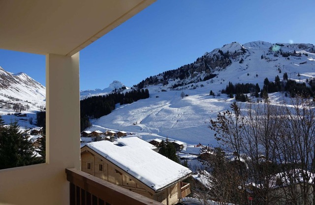 Très Belle vue sur les Pistes avec Grand Garage